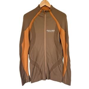 FALKE Men’s Ergonomic Long Sleeve Full Zip Base Layer Shirt Activewear Top Sz L